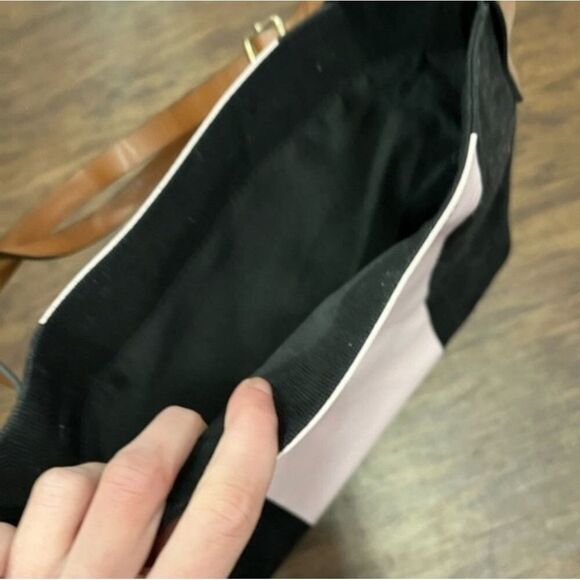 VICTORIAS SECRET Pink Black tan Shoulder Cross Strap Tote Bag NWT $78 Women New - Picture 3 of 16